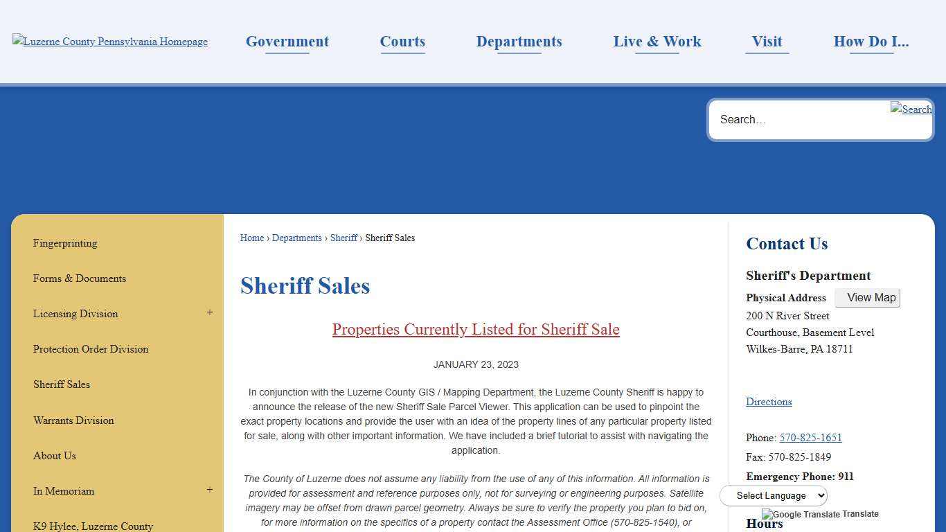 Sheriff Sales Luzerne County, PA